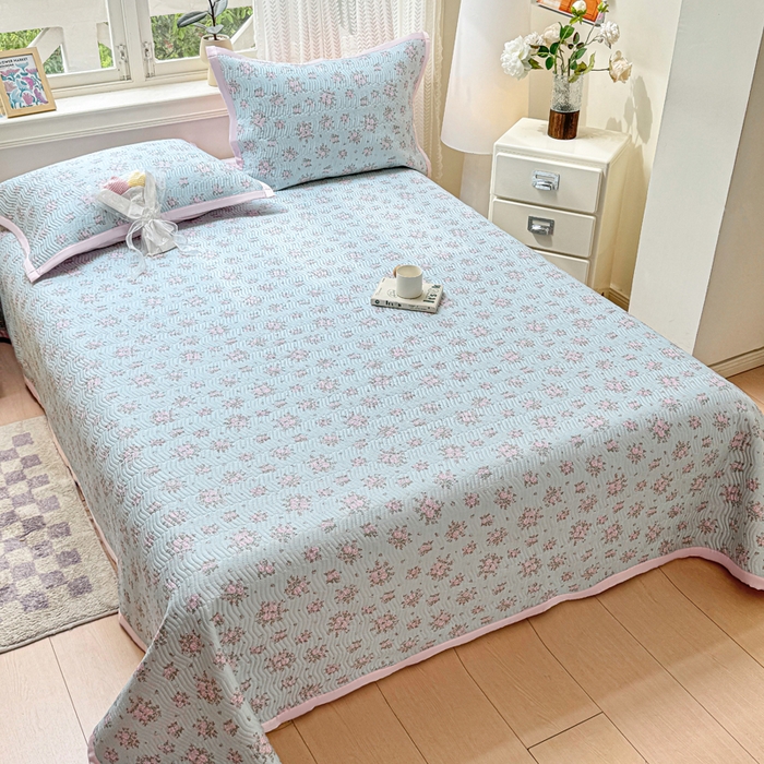 91家纺网 家纺一手货源 找家纺 （总）满座家居 2026 新款莫代尔天丝床盖三件套小清新床盖（含手提包装）