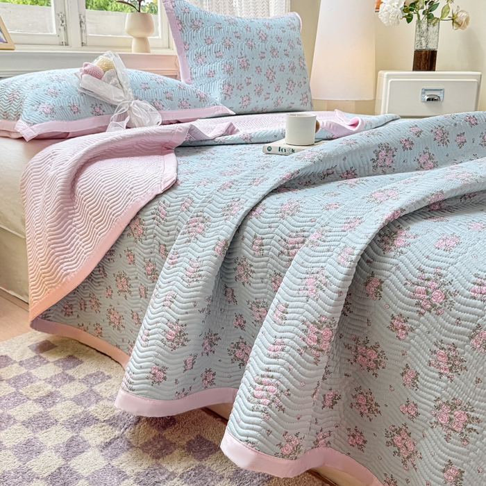 91家纺网 家纺一手货源 找家纺 （总）满座家居 2026 新款莫代尔天丝床盖三件套小清新床盖（含手提包装）