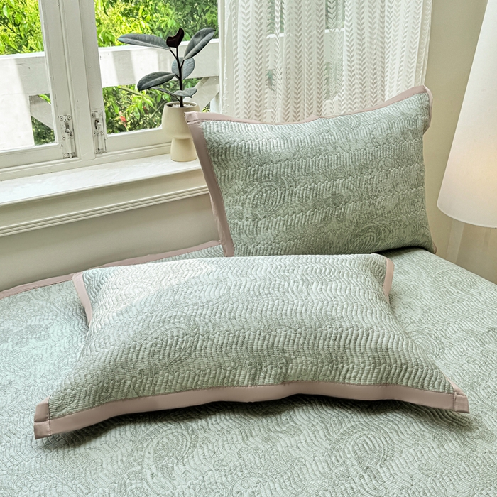 91家纺网 家纺一手货源 找家纺 满座家居 2026 新款莫代尔天丝床盖三件套小清新床盖（含手提包装） 香岛巴黎