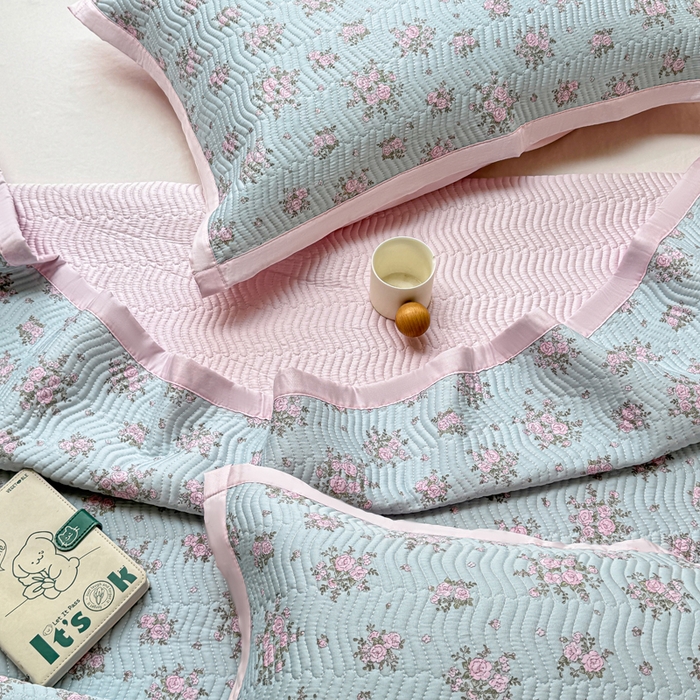 91家纺网 家纺一手货源 找家纺 满座家居 2026 新款莫代尔天丝床盖三件套小清新床盖（含手提包装） 江南