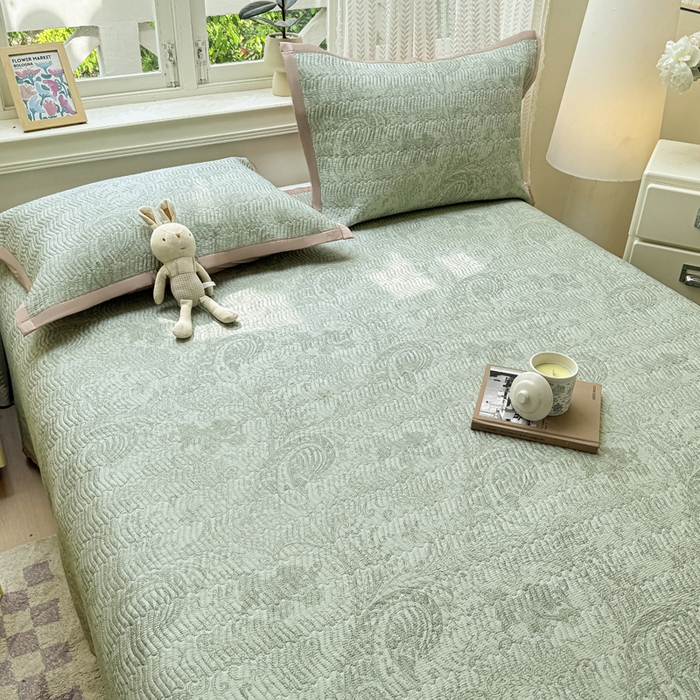 91家纺网 家纺一手货源 找家纺 满座家居 2026 新款莫代尔天丝床盖三件套小清新床盖（含手提包装） 香岛巴黎