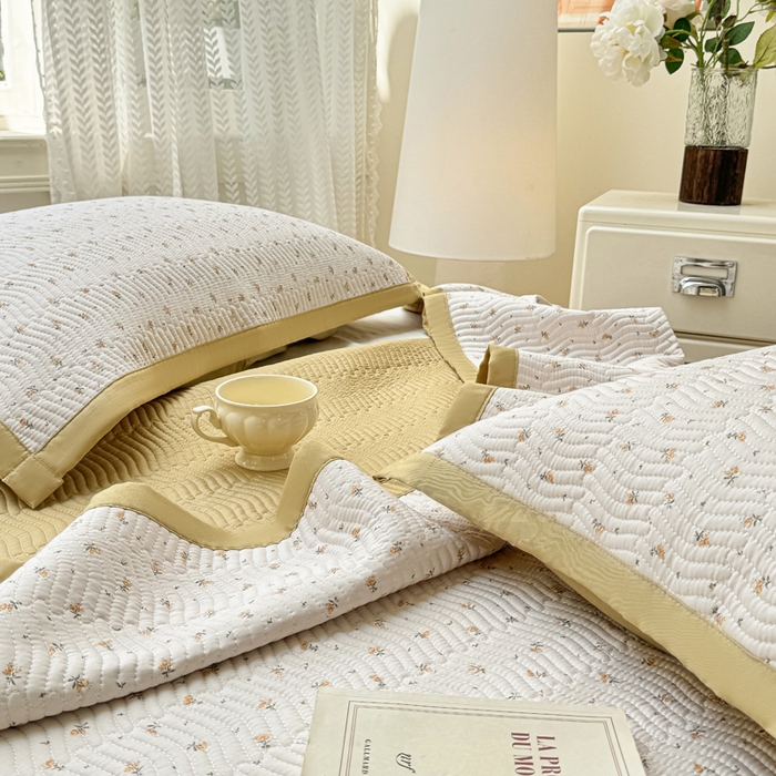 91家纺网 家纺一手货源 找家纺 满座家居 2026 新款莫代尔天丝床盖三件套小清新床盖（含手提包装） 悠然