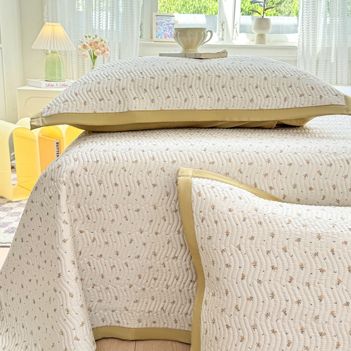 91家纺网 家纺一手货源 找家纺 满座家居 2026 新款莫代尔天丝床盖三件套小清新床盖（含手提包装） 悠然