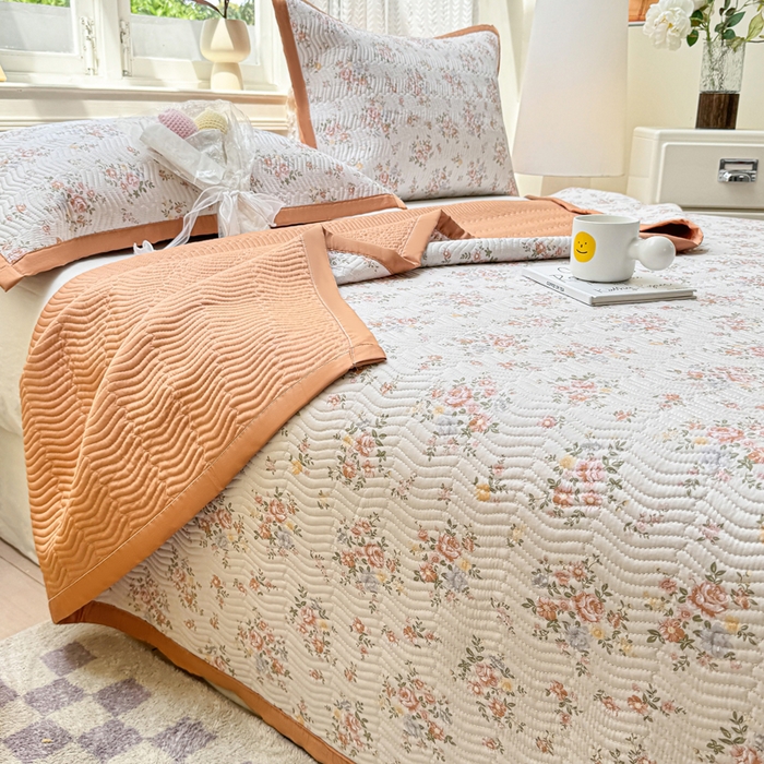 91家纺网 家纺一手货源 找家纺 满座家居 2026 新款莫代尔天丝床盖三件套小清新床盖（含手提包装） 绽放