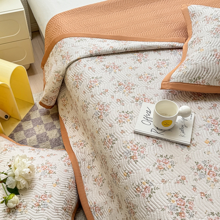 91家纺网 家纺一手货源 找家纺 满座家居 2026 新款莫代尔天丝床盖三件套小清新床盖（含手提包装） 绽放