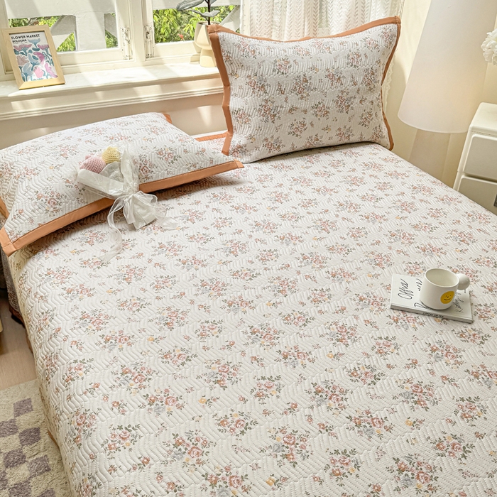 91家纺网 家纺一手货源 找家纺 满座家居 2026 新款莫代尔天丝床盖三件套小清新床盖（含手提包装） 绽放