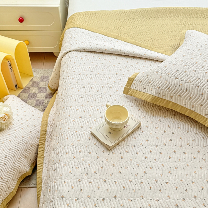 91家纺网 家纺一手货源 找家纺 满座家居 2026 新款莫代尔天丝床盖三件套小清新床盖（含手提包装） 悠然