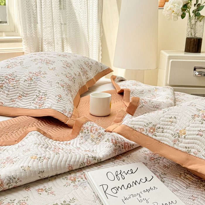 91家纺网 家纺一手货源 找家纺 满座家居 2026 新款莫代尔天丝床盖三件套小清新床盖（含手提包装） 绽放