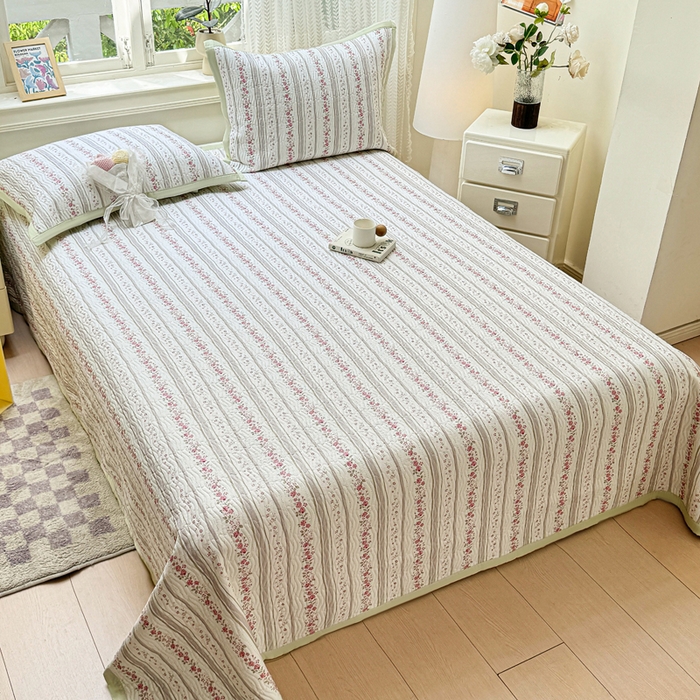 91家纺网 家纺一手货源 找家纺 满座家居 2026 新款莫代尔天丝床盖三件套小清新床盖（含手提包装） 云水谣