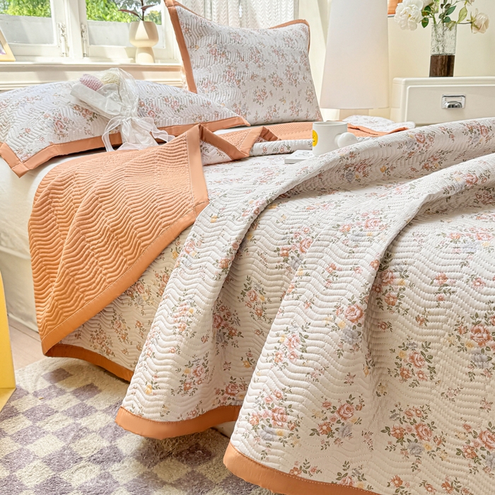 91家纺网 家纺一手货源 找家纺 满座家居 2026 新款莫代尔天丝床盖三件套小清新床盖（含手提包装） 绽放