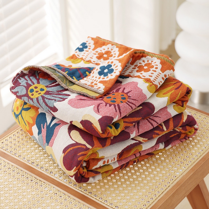 91家纺网 家纺一手货源 找家纺 （总）朴尔家纺-毛巾被 2026新款彩棉国潮风全棉纯棉四层纱布毛巾被枕巾浴巾四件套-朴尔经典款常年备货