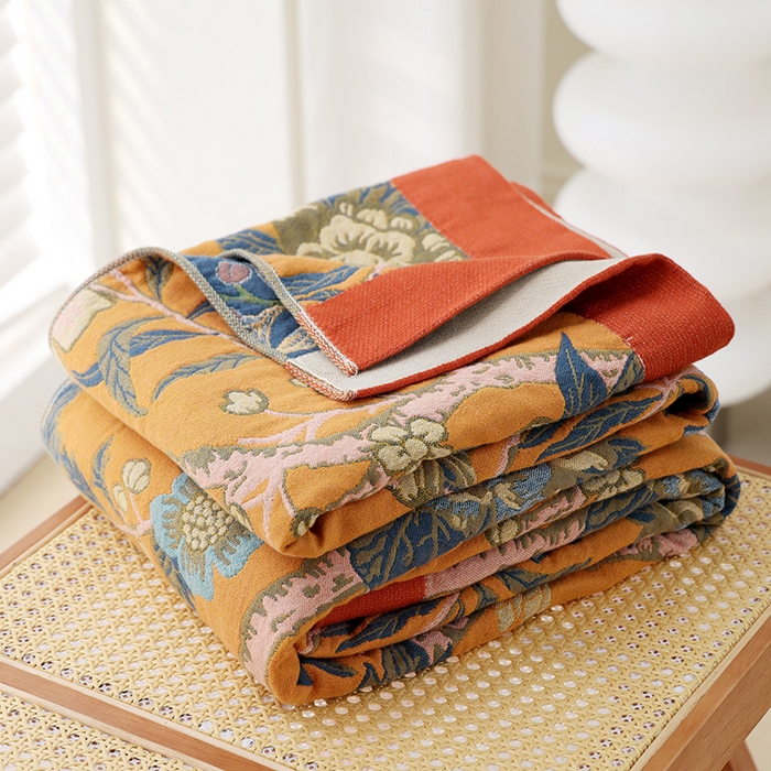 91家纺网 家纺一手货源 找家纺 （总）朴尔家纺-毛巾被 2026新款彩棉国潮风全棉纯棉四层纱布毛巾被枕巾浴巾四件套-朴尔经典款常年备货