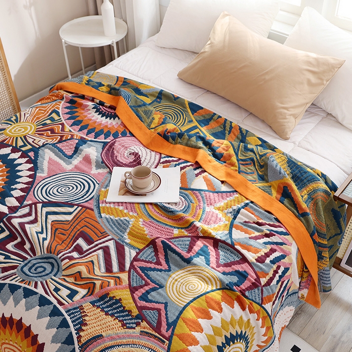 91家纺网 家纺一手货源 找家纺 朴尔家纺-毛巾被 2026新款彩棉国潮风全棉纯棉四层纱布毛巾被枕巾浴巾四件套-朴尔经典款常年备货 彩色星光