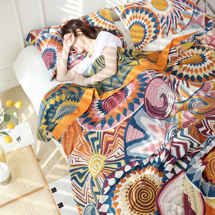 91家纺网 家纺一手货源 找家纺 朴尔家纺-毛巾被 2026新款彩棉国潮风全棉纯棉四层纱布毛巾被枕巾浴巾四件套-朴尔经典款常年备货 彩色星光