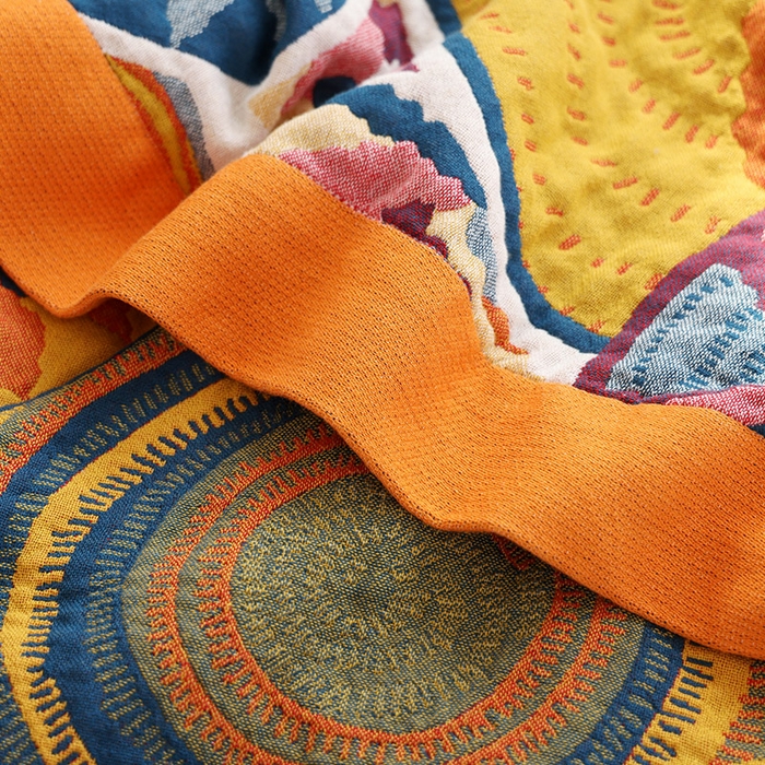 91家纺网 家纺一手货源 找家纺 朴尔家纺-毛巾被 2026新款彩棉国潮风全棉纯棉四层纱布毛巾被枕巾浴巾四件套-朴尔经典款常年备货 彩色星光