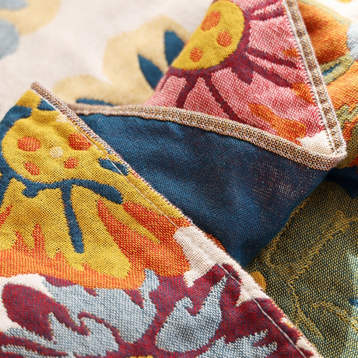 91家纺网 家纺一手货源 找家纺 朴尔家纺-毛巾被 2026新款彩棉国潮风全棉纯棉四层纱布毛巾被枕巾浴巾四件套-朴尔经典款常年备货 繁花朵朵