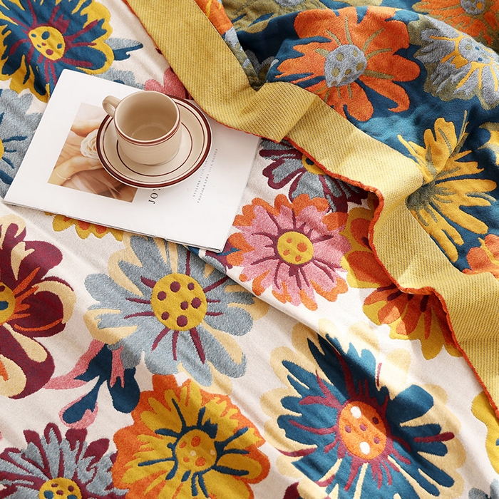 91家纺网 家纺一手货源 找家纺 朴尔家纺-毛巾被 2026新款彩棉国潮风全棉纯棉四层纱布毛巾被枕巾浴巾四件套-朴尔经典款常年备货 繁花朵朵