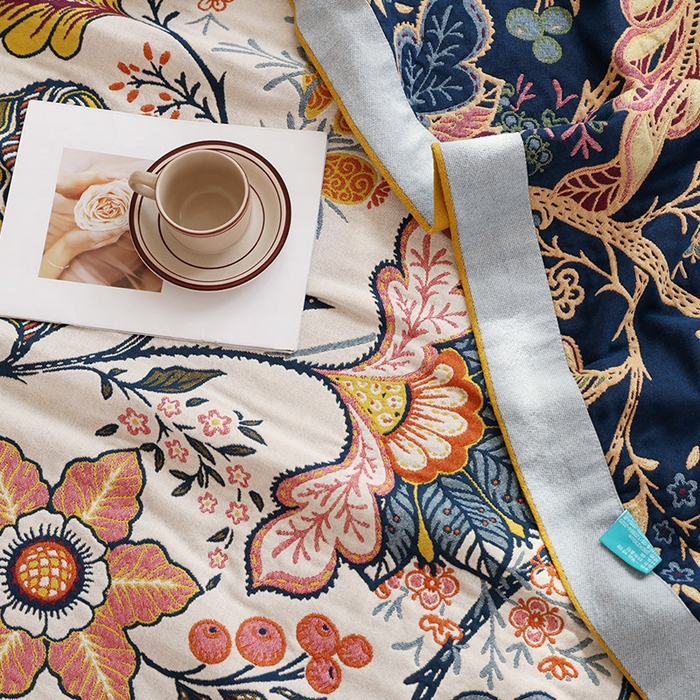 91家纺网 家纺一手货源 找家纺 朴尔家纺-毛巾被 2026新款彩棉国潮风全棉纯棉四层纱布毛巾被枕巾浴巾四件套-朴尔经典款常年备货 花田印象