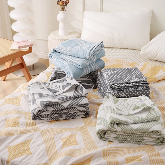 91家纺网 家纺一手货源 找家纺 （总）朴尔家纺-毛巾被 2026新款伯尔尼风格全棉加厚三层纱布毛巾被-朴尔经典款常年备货