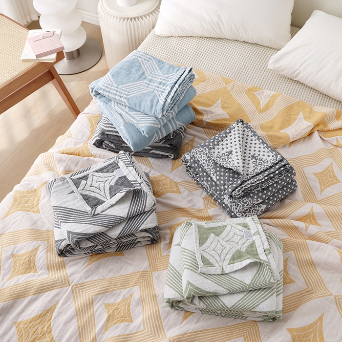 91家纺网 家纺一手货源 找家纺 （总）朴尔家纺-毛巾被 2026新款伯尔尼风格全棉加厚三层纱布毛巾被-朴尔经典款常年备货