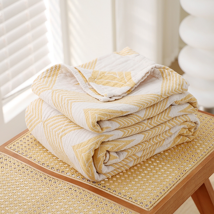 朴尔家纺-毛巾被 2026新款伯尔尼风格全棉加厚三层纱布毛巾被-朴尔经典款常年备货 风范-黄