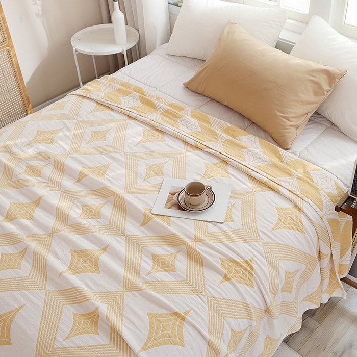 91家纺网 家纺一手货源 找家纺 朴尔家纺-毛巾被 2026新款伯尔尼风格全棉加厚三层纱布毛巾被-朴尔经典款常年备货 风范-黄