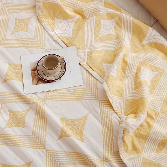 91家纺网 家纺一手货源 找家纺 朴尔家纺-毛巾被 2026新款伯尔尼风格全棉加厚三层纱布毛巾被-朴尔经典款常年备货 风范-黄