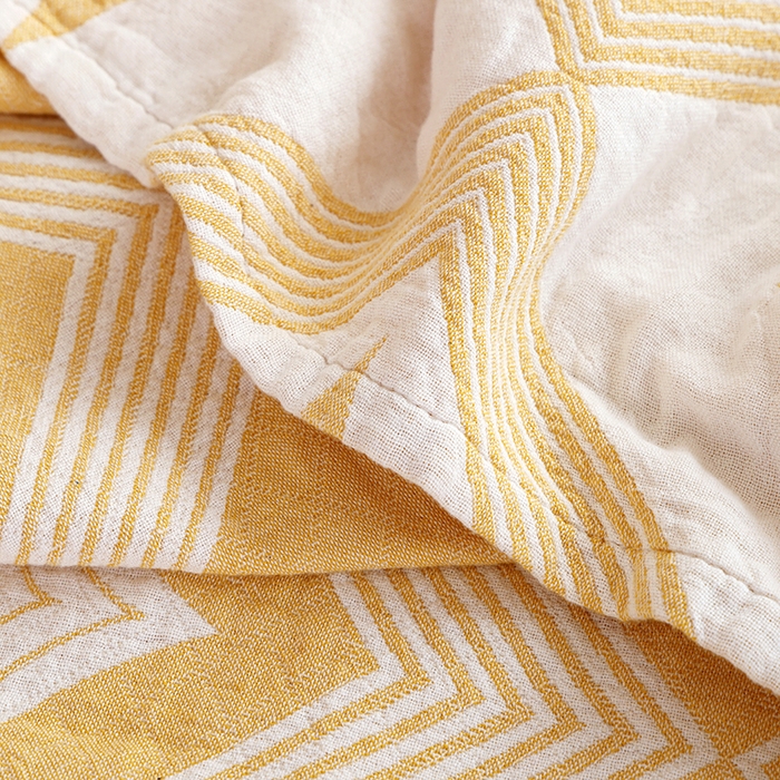 91家纺网 家纺一手货源 找家纺 朴尔家纺-毛巾被 2026新款伯尔尼风格全棉加厚三层纱布毛巾被-朴尔经典款常年备货 风范-黄