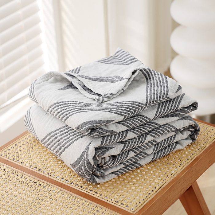 朴尔家纺-毛巾被 2026新款伯尔尼风格全棉加厚三层纱布毛巾被-朴尔经典款常年备货 风范-灰