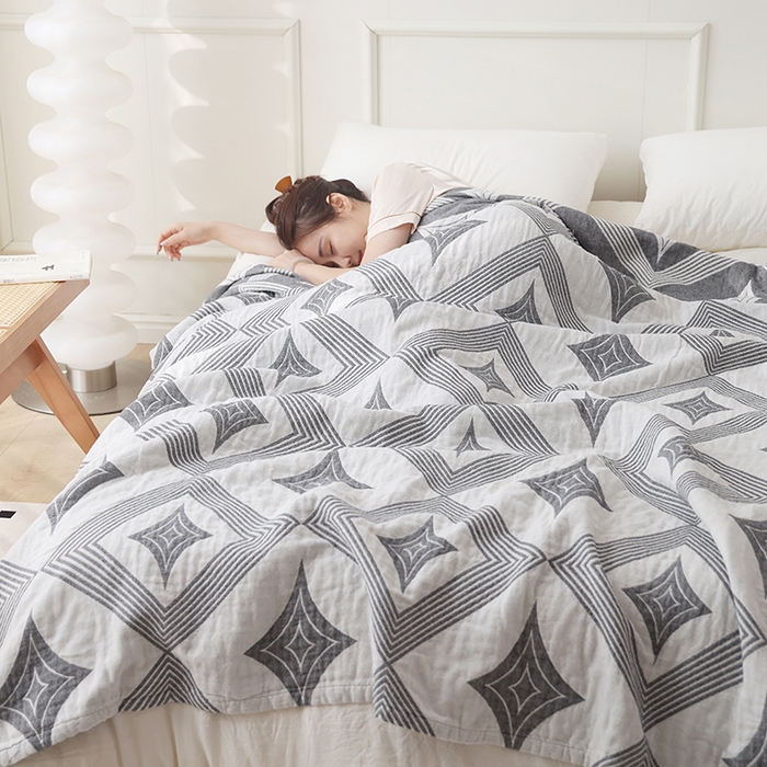 91家纺网 家纺一手货源 找家纺 朴尔家纺-毛巾被 2026新款伯尔尼风格全棉加厚三层纱布毛巾被-朴尔经典款常年备货 风范-灰