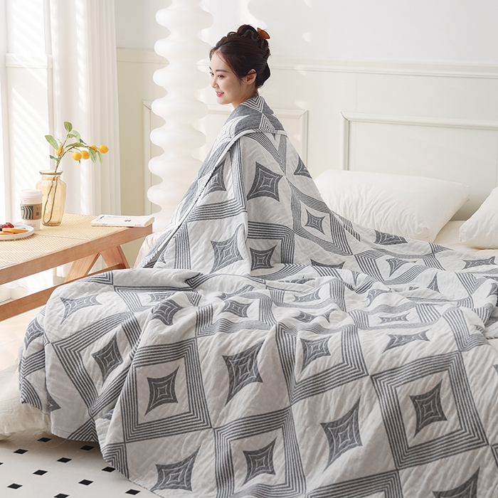 91家纺网 家纺一手货源 找家纺 朴尔家纺-毛巾被 2026新款伯尔尼风格全棉加厚三层纱布毛巾被-朴尔经典款常年备货 风范-灰