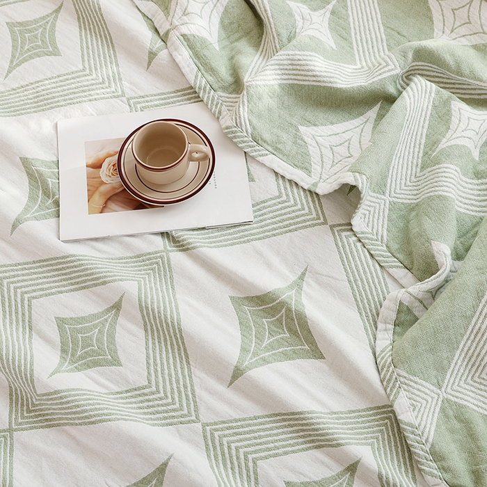 91家纺网 家纺一手货源 找家纺 朴尔家纺-毛巾被 2026新款伯尔尼风格全棉加厚三层纱布毛巾被-朴尔经典款常年备货 风范-绿