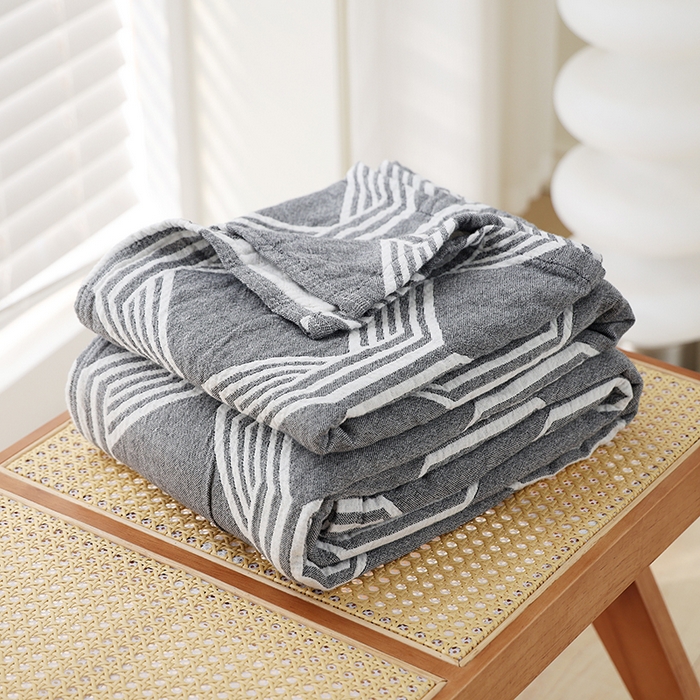 朴尔家纺-毛巾被 2026新款伯尔尼风格全棉加厚三层纱布毛巾被-朴尔经典款常年备货 浮光-灰