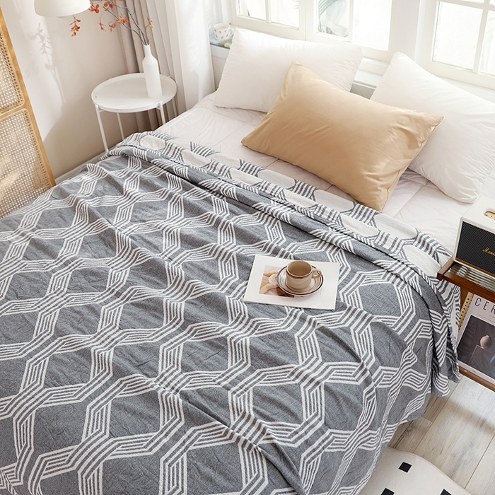 91家纺网 家纺一手货源 找家纺 朴尔家纺-毛巾被 2026新款伯尔尼风格全棉加厚三层纱布毛巾被-朴尔经典款常年备货 浮光-灰