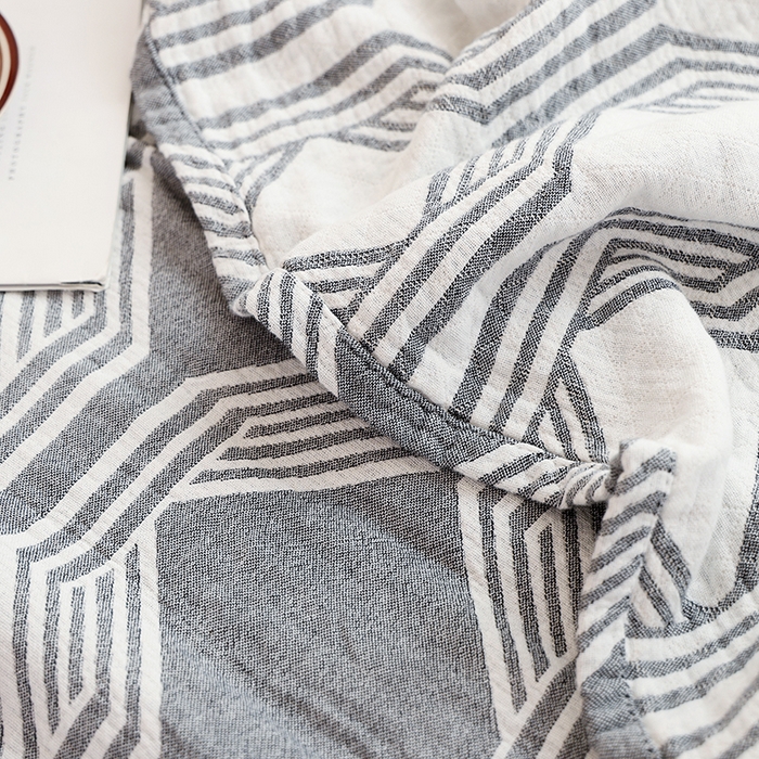 91家纺网 家纺一手货源 找家纺 朴尔家纺-毛巾被 2026新款伯尔尼风格全棉加厚三层纱布毛巾被-朴尔经典款常年备货 浮光-灰