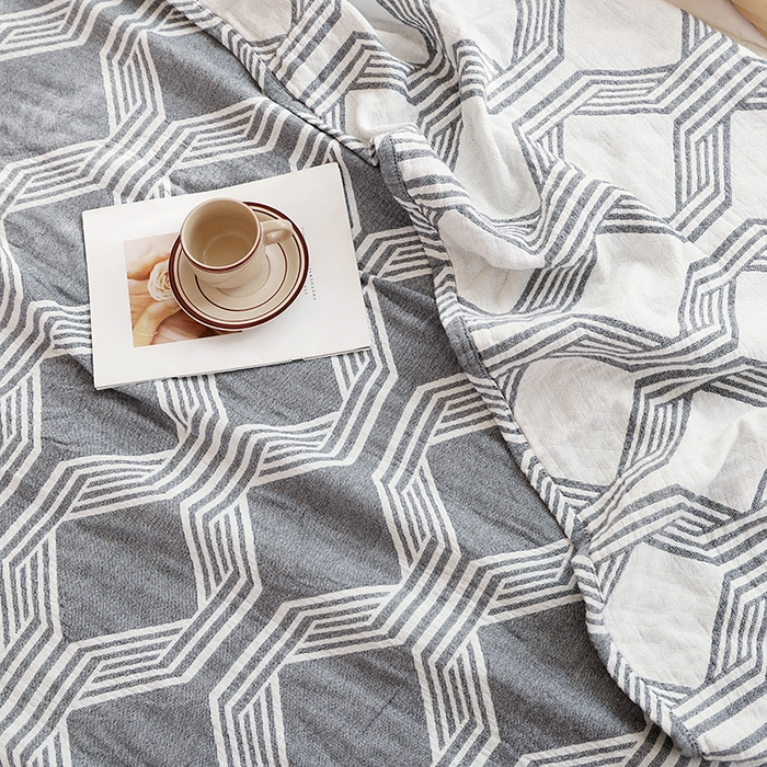 91家纺网 家纺一手货源 找家纺 朴尔家纺-毛巾被 2026新款伯尔尼风格全棉加厚三层纱布毛巾被-朴尔经典款常年备货 浮光-灰