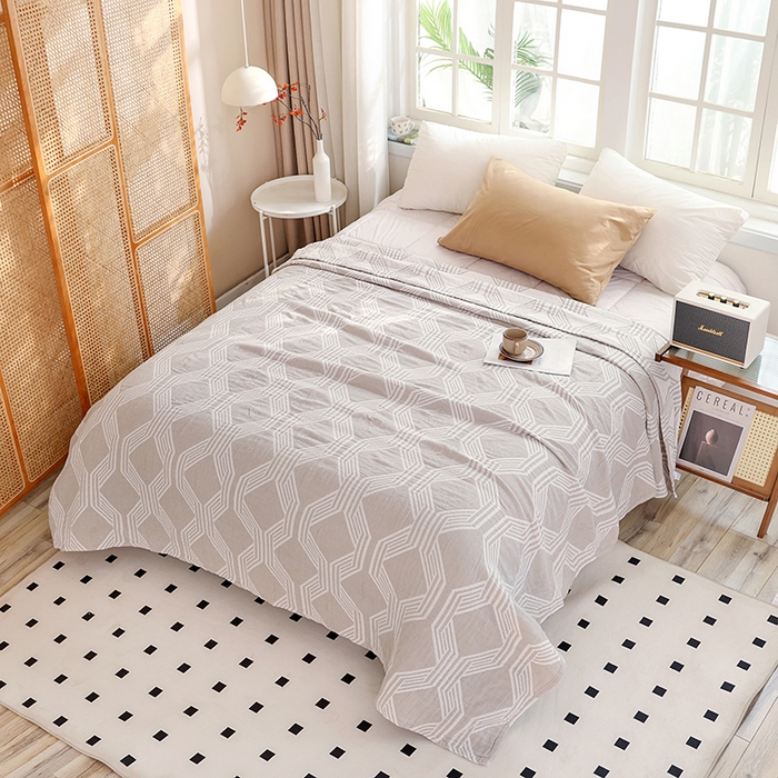 91家纺网 家纺一手货源 找家纺 朴尔家纺-毛巾被 2026新款伯尔尼风格全棉加厚三层纱布毛巾被-朴尔经典款常年备货 浮光-咖