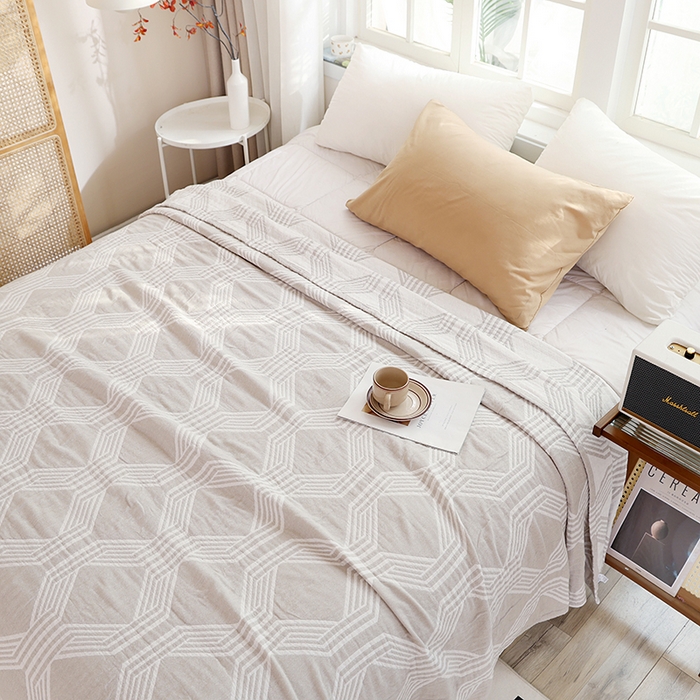 91家纺网 家纺一手货源 找家纺 朴尔家纺-毛巾被 2026新款伯尔尼风格全棉加厚三层纱布毛巾被-朴尔经典款常年备货 浮光-咖