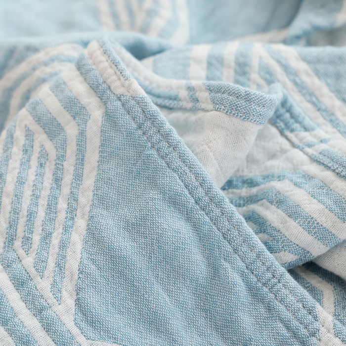 91家纺网 家纺一手货源 找家纺 朴尔家纺-毛巾被 2026新款伯尔尼风格全棉加厚三层纱布毛巾被-朴尔经典款常年备货 浮光-蓝