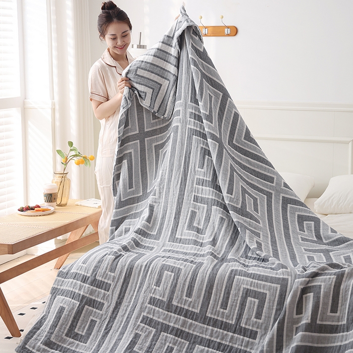 91家纺网 家纺一手货源 找家纺 朴尔家纺-毛巾被 2026新款伯尔尼风格全棉加厚三层纱布毛巾被-朴尔经典款常年备货 如梦生-灰