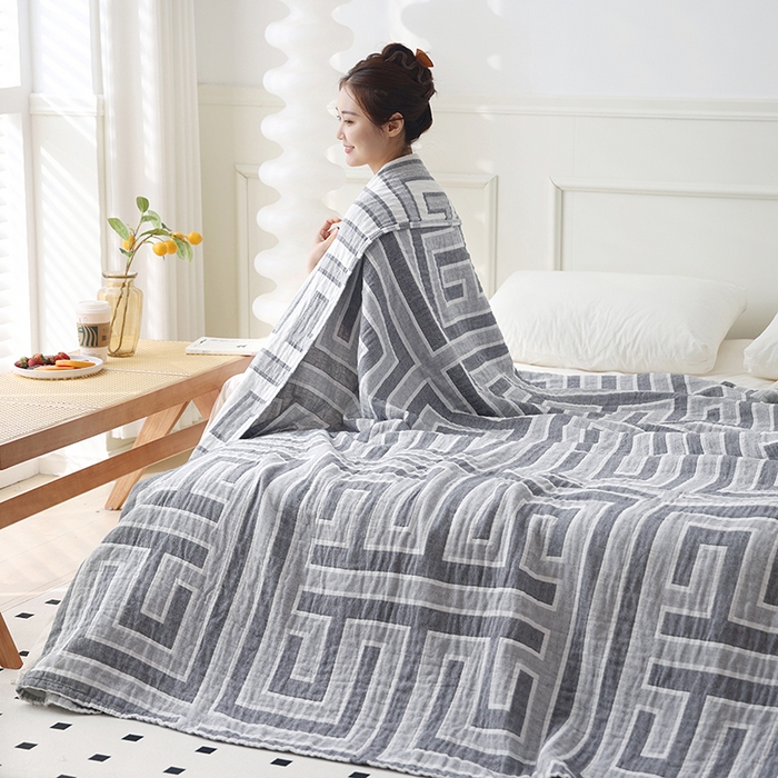 91家纺网 家纺一手货源 找家纺 朴尔家纺-毛巾被 2026新款伯尔尼风格全棉加厚三层纱布毛巾被-朴尔经典款常年备货 如梦生-灰