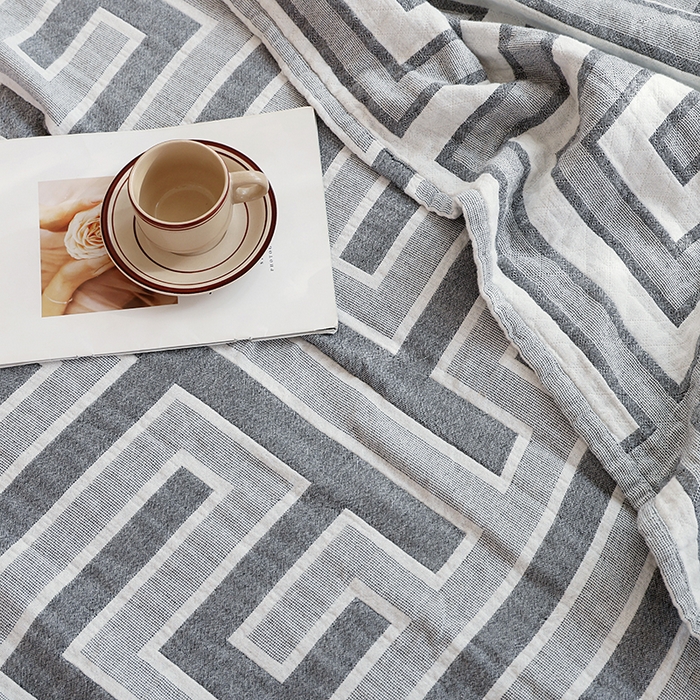 91家纺网 家纺一手货源 找家纺 朴尔家纺-毛巾被 2026新款伯尔尼风格全棉加厚三层纱布毛巾被-朴尔经典款常年备货 如梦生-灰