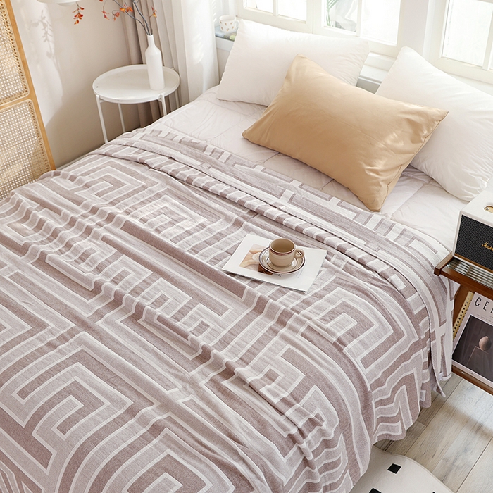 91家纺网 家纺一手货源 找家纺 朴尔家纺-毛巾被 2026新款伯尔尼风格全棉加厚三层纱布毛巾被-朴尔经典款常年备货 如梦生-咖