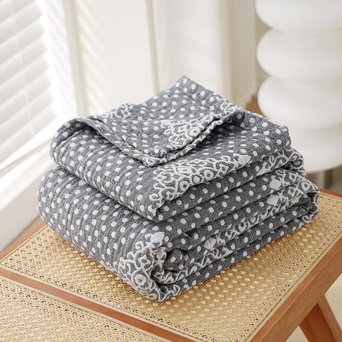 朴尔家纺-毛巾被 2026新款伯尔尼风格全棉加厚三层纱布毛巾被-朴尔经典款常年备货 星辰-灰