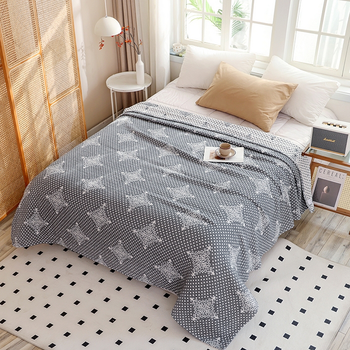 91家纺网 家纺一手货源 找家纺 朴尔家纺-毛巾被 2026新款伯尔尼风格全棉加厚三层纱布毛巾被-朴尔经典款常年备货 星辰-灰