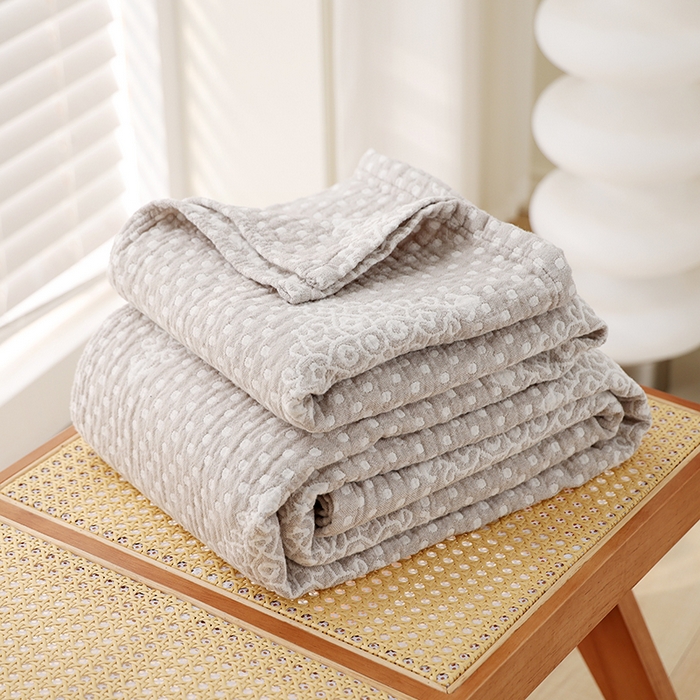 朴尔家纺-毛巾被 2026新款伯尔尼风格全棉加厚三层纱布毛巾被-朴尔经典款常年备货 星辰-咖