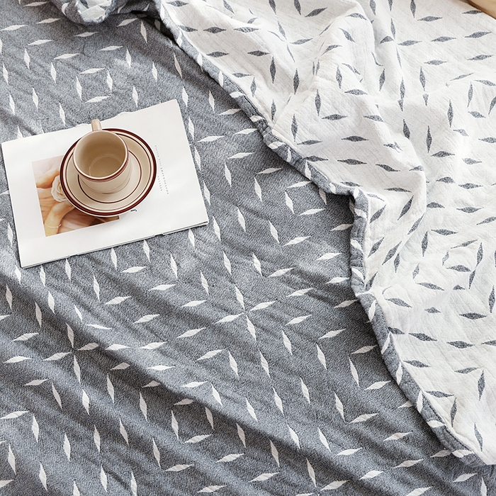 91家纺网 家纺一手货源 找家纺 朴尔家纺-毛巾被 2026新款伯尔尼风格全棉加厚三层纱布毛巾被-朴尔经典款常年备货 竹满庭院-灰