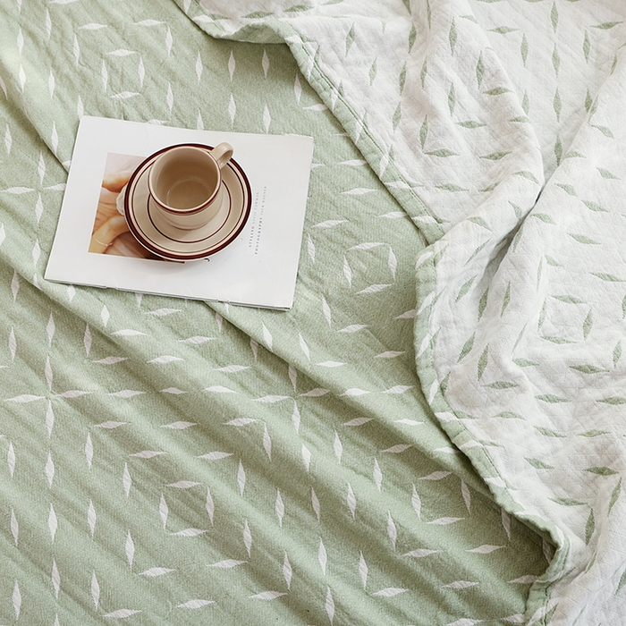 91家纺网 家纺一手货源 找家纺 朴尔家纺-毛巾被 2026新款伯尔尼风格全棉加厚三层纱布毛巾被-朴尔经典款常年备货 竹满庭院-绿