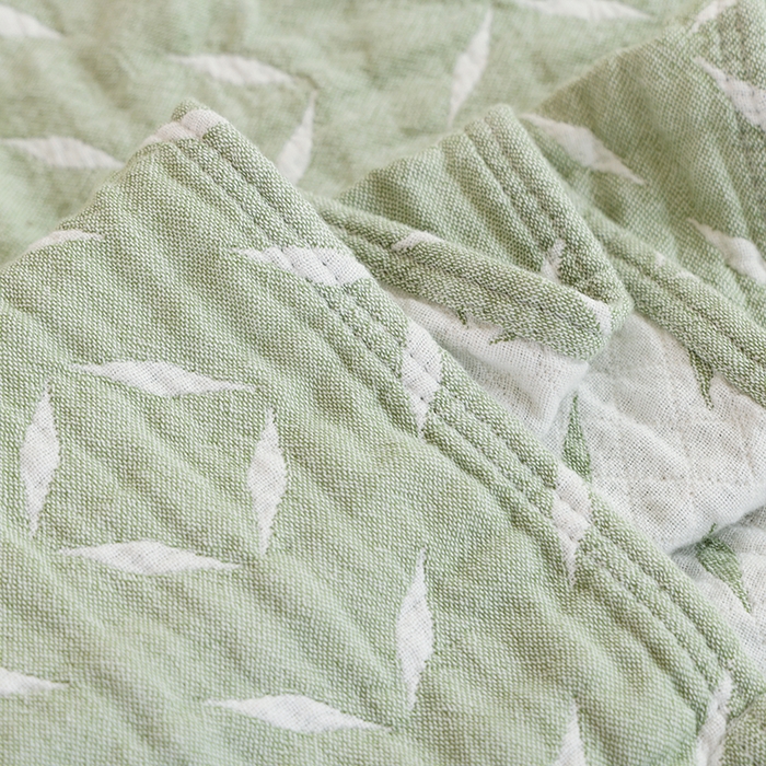 91家纺网 家纺一手货源 找家纺 朴尔家纺-毛巾被 2026新款伯尔尼风格全棉加厚三层纱布毛巾被-朴尔经典款常年备货 竹满庭院-绿