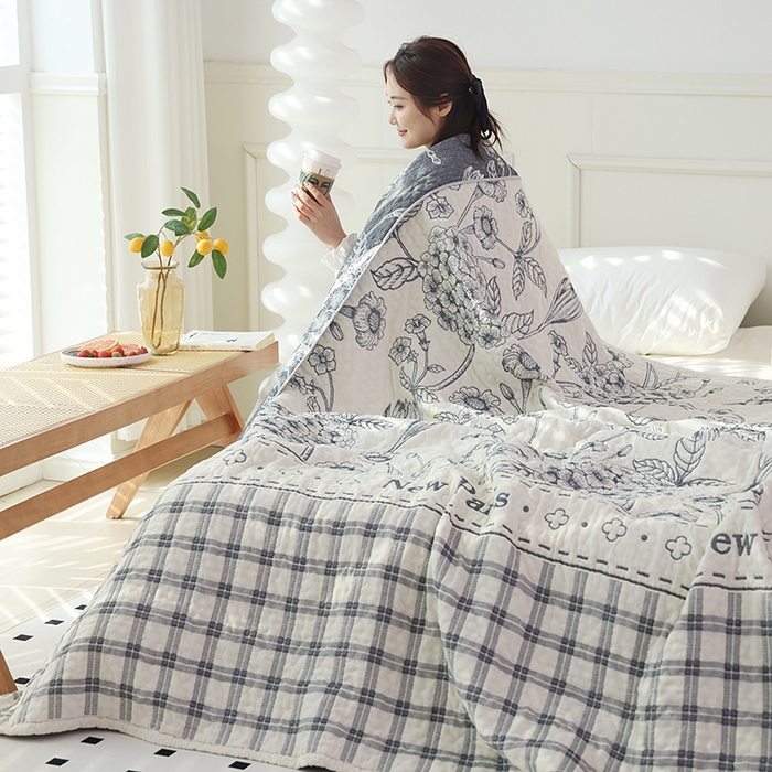 91家纺网 家纺一手货源 找家纺 朴尔家纺-毛巾被 2026春夏新款全棉纯棉水洗预缩加厚六层纱布毛巾被夏被夏凉被空调被 莫奈花园